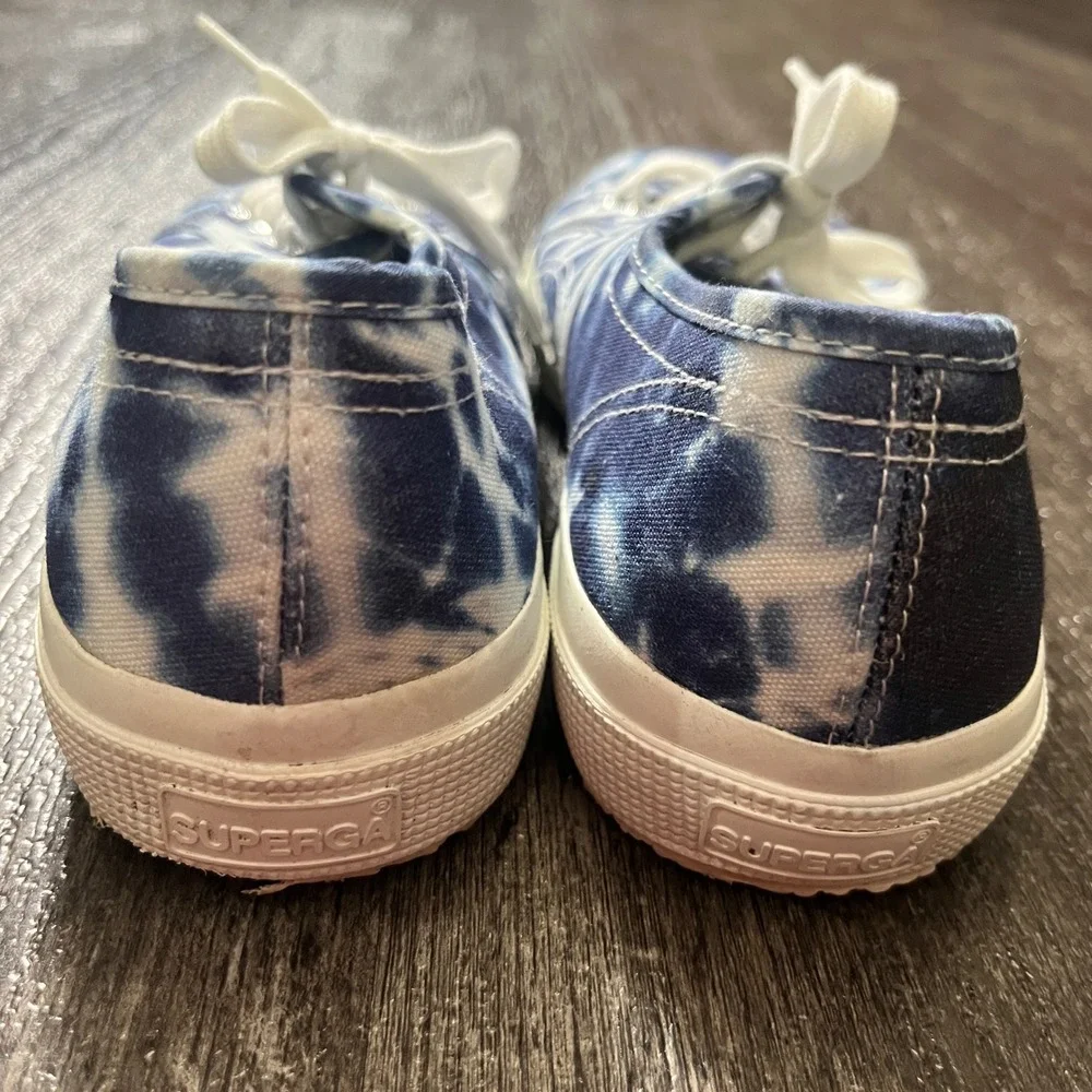 Superga Tie Dye Canvas Sneakers Women Blue White Low Top Shoes EU 39.5 / US 8.5